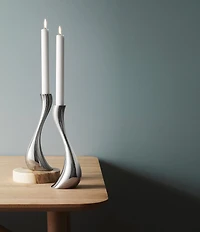 Georg Jensen Cobra Collection Mirror Stainless Steel Spiraling Candle Holder Set