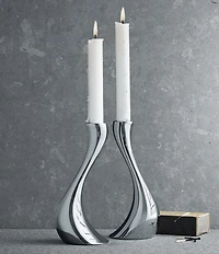 Georg Jensen Cobra Collection Mirror Stainless Steel Spiraling Candle Holder Set
