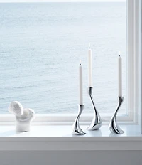 Georg Jensen Cobra Collection Mirror Stainless Steel Spiraling Candle Holder Set