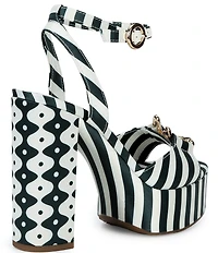 Gianni Bini Calvo Striped Satin Ornament Platform Dress Sandals