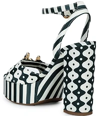 Gianni Bini Calvo Striped Satin Ornament Platform Dress Sandals