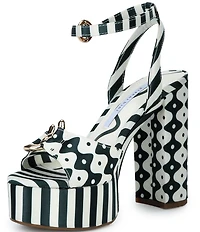 Gianni Bini Calvo Striped Satin Ornament Platform Dress Sandals