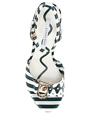 Gianni Bini Calvo Striped Satin Ornament Platform Dress Sandals