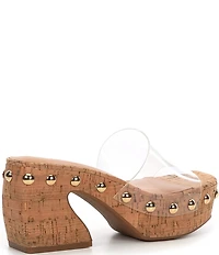 Gianni Bini Abbott Studded Clear Square Toe Platform Slide Sandals