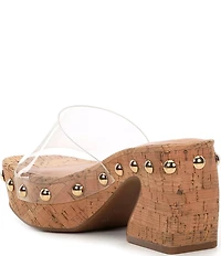 Gianni Bini Abbott Studded Clear Square Toe Platform Slide Sandals
