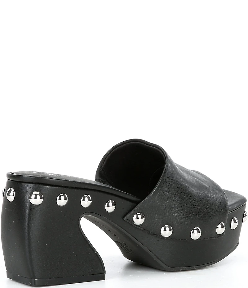 Gianni Bini Abbott Studded Leather Square Toe Platform Slide Sandals