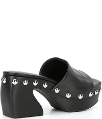 Gianni Bini Abbott Studded Leather Square Toe Platform Slide Sandals