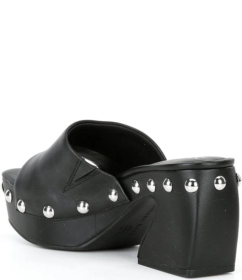 Gianni Bini Abbott Studded Leather Square Toe Platform Slide Sandals