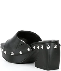 Gianni Bini Abbott Studded Leather Square Toe Platform Slide Sandals
