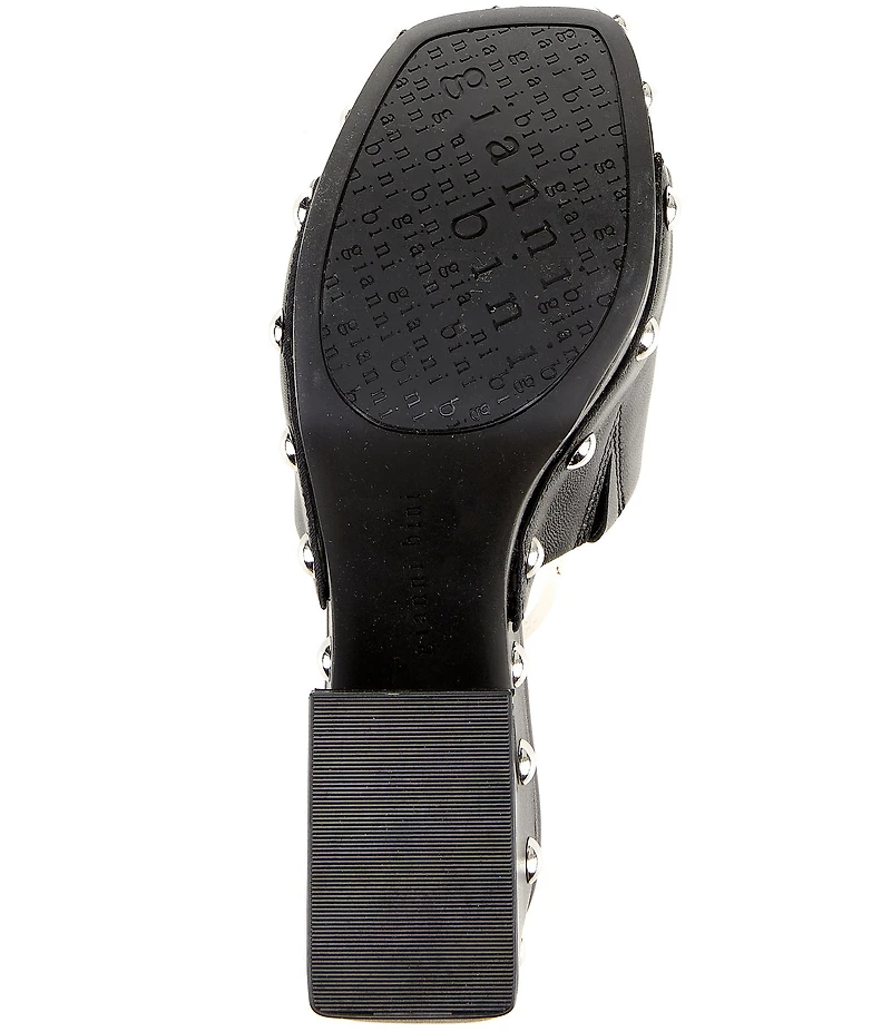 Gianni Bini Abbott Studded Leather Square Toe Platform Slide Sandals