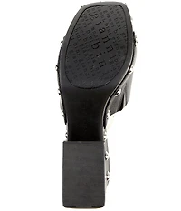 Gianni Bini Abbott Studded Leather Square Toe Platform Slide Sandals