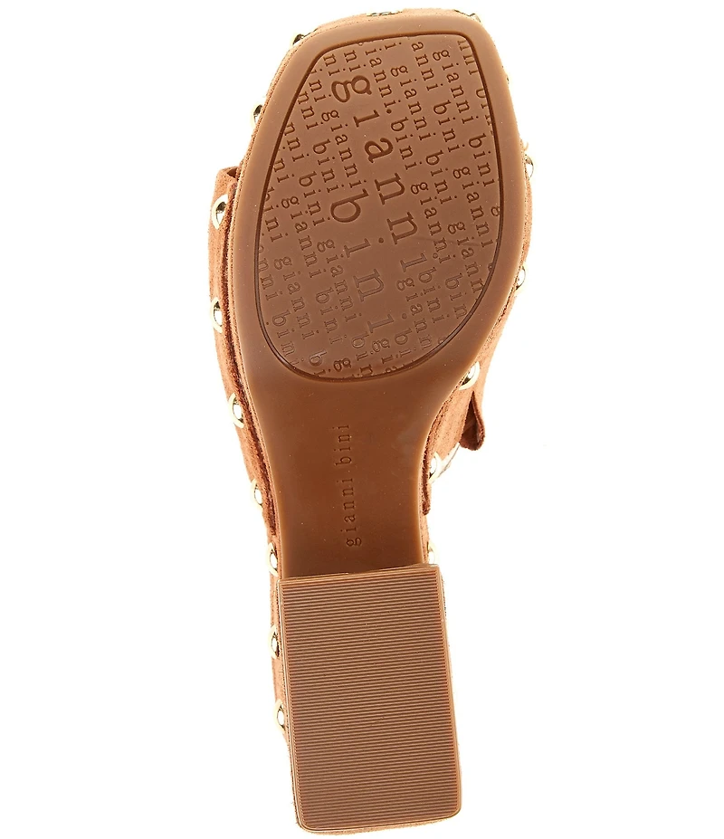 Gianni Bini Abbott Studded Suede Square Toe Platform Slide Sandals