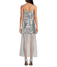 Gianni Bini Ainsley Sequin Scoop Neck Sleeveless Maxi Dress