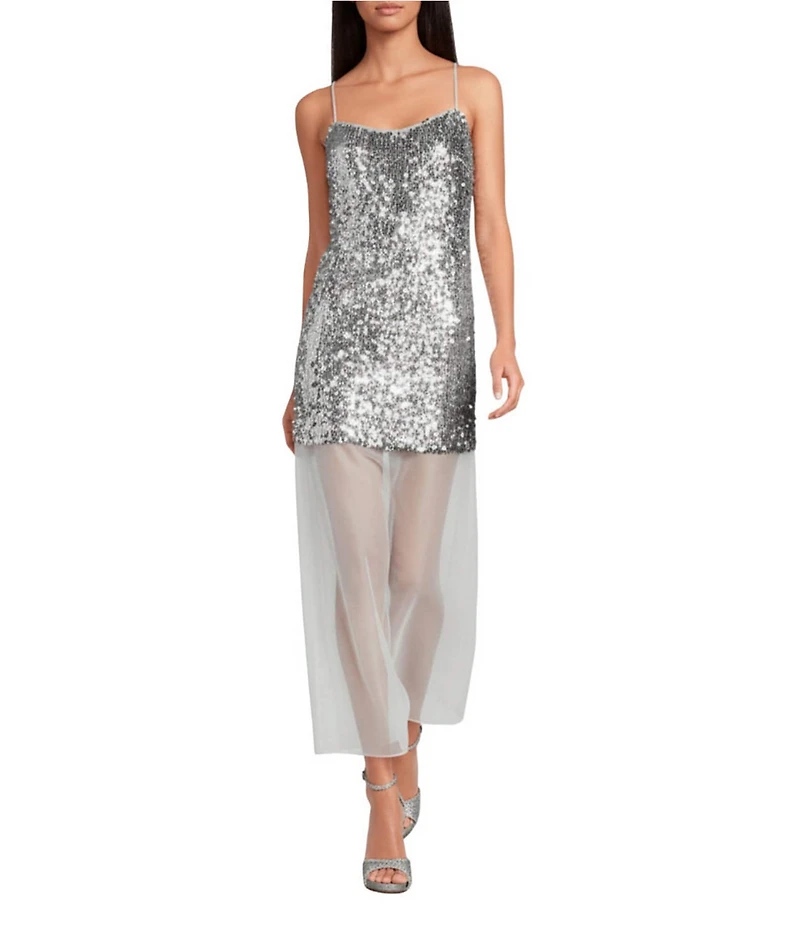 Gianni Bini Ainsley Sequin Scoop Neck Sleeveless Maxi Dress