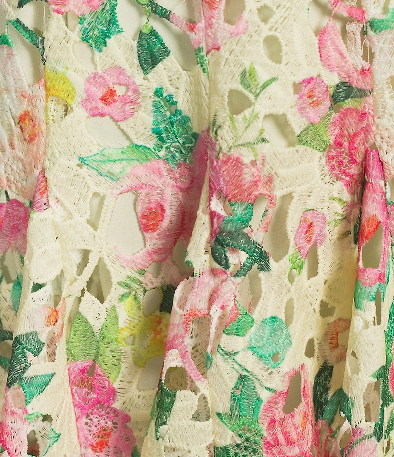 Gianni Bini Alice Floral Eyelet Square Neck A-Line Dress