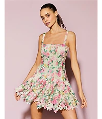 Gianni Bini Alice Floral Eyelet Square Neck A-Line Dress