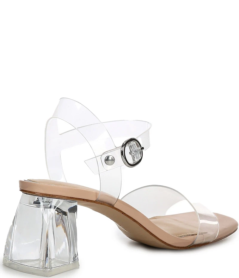 Gianni Bini Alivia Two Clear Vinyl Block Heel Sandals