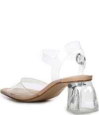 Gianni Bini Alivia Two Clear Vinyl Block Heel Sandals