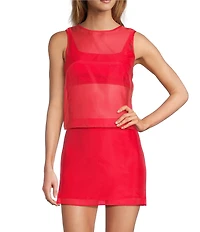 Gianni Bini Allegra Crew Neck Sleeveless Coordinating Sheer Organza Blouse