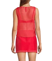 Gianni Bini Allegra Crew Neck Sleeveless Coordinating Sheer Organza Blouse