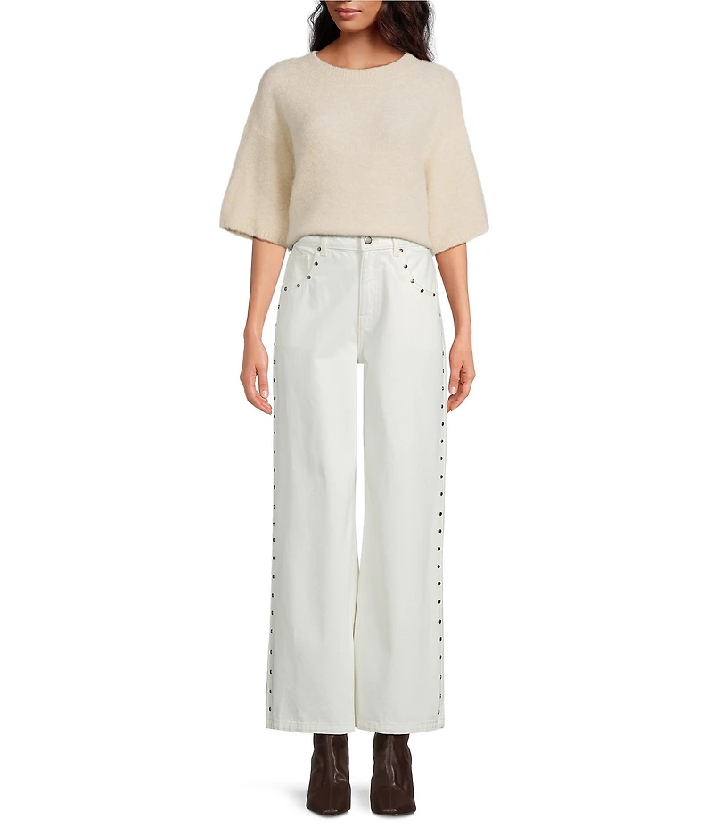 Gianni Bini Alpaca Blend Cocoon Crew Neckline Short Sleeve Sweater