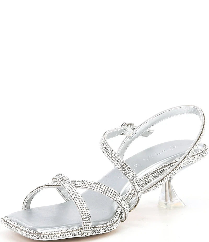 Gianni Bini Alyx Rhinestone Strappy Kitten Heel Dress Sandals