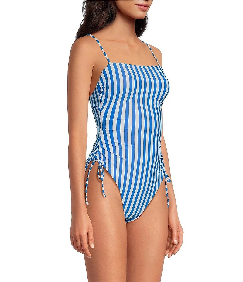 Gianni Bini Amalfi Stripe Ruched Tie Side One Piece Swimsuit