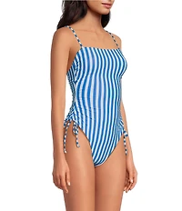 Gianni Bini Amalfi Stripe Ruched Tie Side One Piece Swimsuit