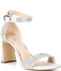 Gianni Bini Amandah Two Rhinestone Block Heel Dress Sandals