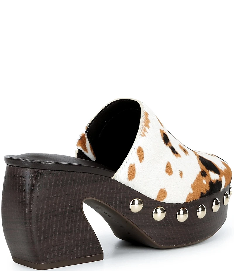 Gianni Bini Amari Cow Print Haircalf Platform Mules