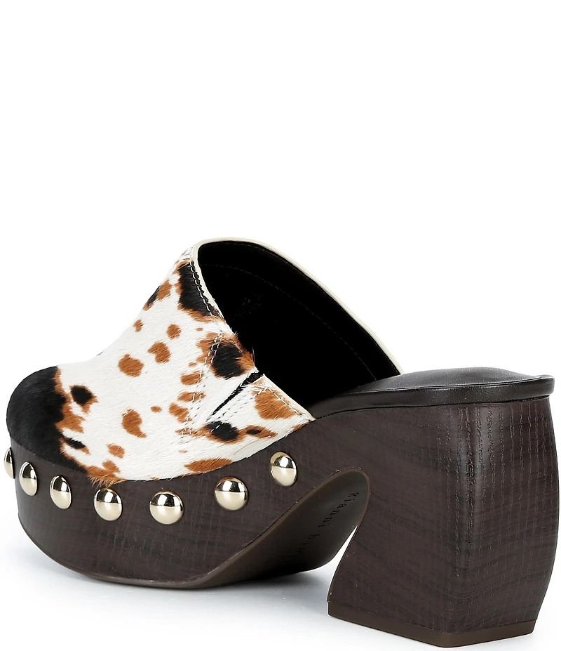 Gianni Bini Amari Cow Print Haircalf Platform Mules