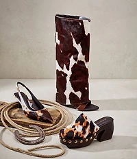 Gianni Bini Amari Cow Print Haircalf Platform Mules