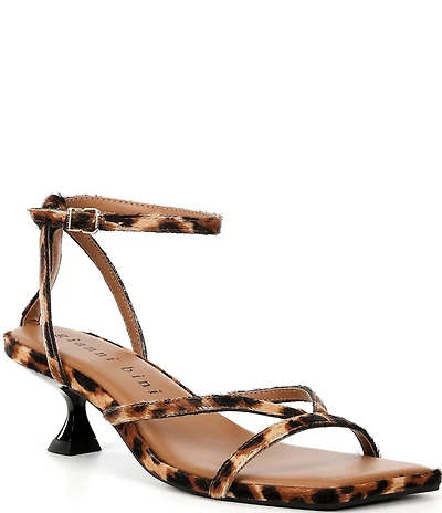 Gianni Bini Andi Leopard Haircalf Strappy Kitten Heel Sandals