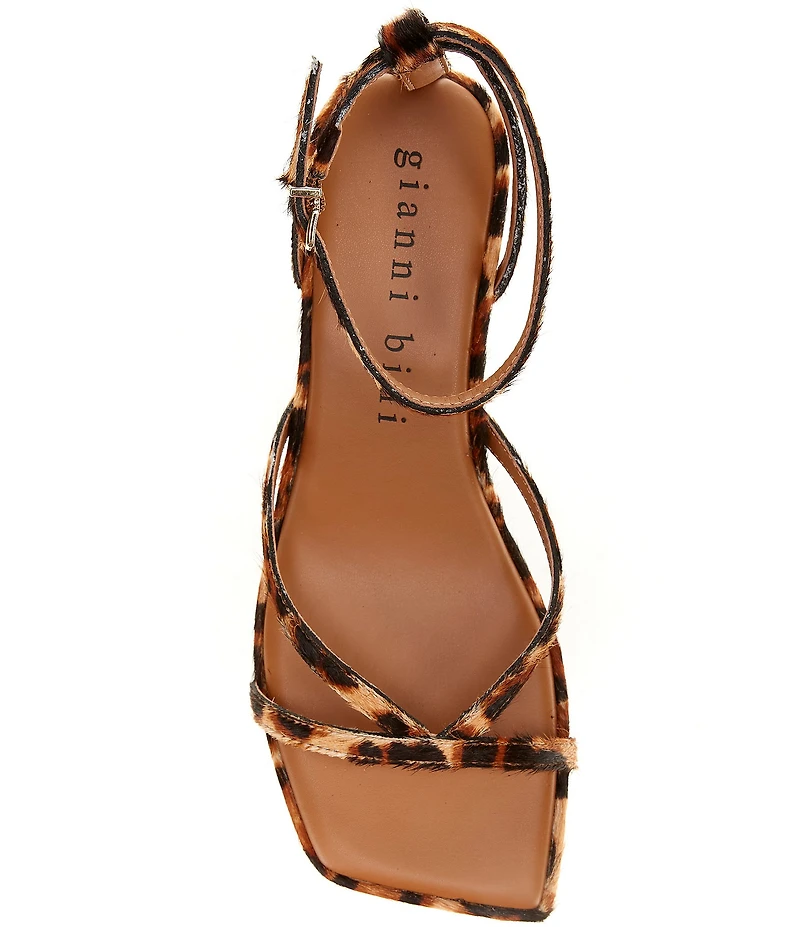 Gianni Bini Andi Leopard Haircalf Strappy Kitten Heel Sandals