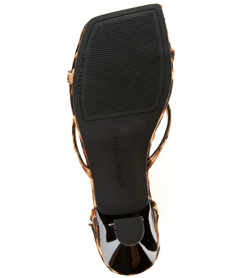 Gianni Bini Andi Leopard Haircalf Strappy Kitten Heel Sandals