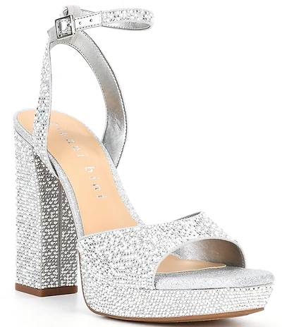 Gianni Bini Andreya Rhinestone and Pearl Embellished Platform Dress Sandals