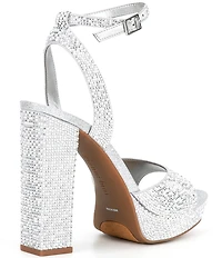 Gianni Bini Andreya Rhinestone and Pearl Embellished Platform Dress Sandals
