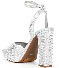 Gianni Bini Andreya Rhinestone and Pearl Embellished Platform Dress Sandals