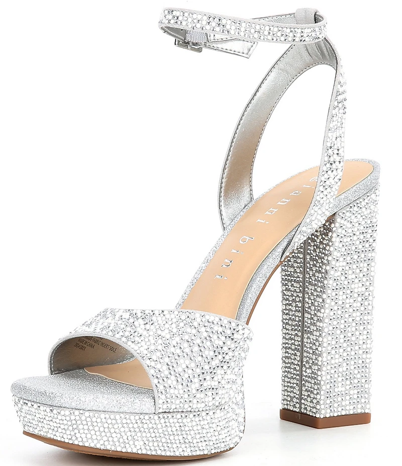 Gianni Bini Andreya Rhinestone and Pearl Embellished Platform Dress Sandals