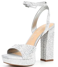 Gianni Bini Andreya Rhinestone and Pearl Embellished Platform Dress Sandals