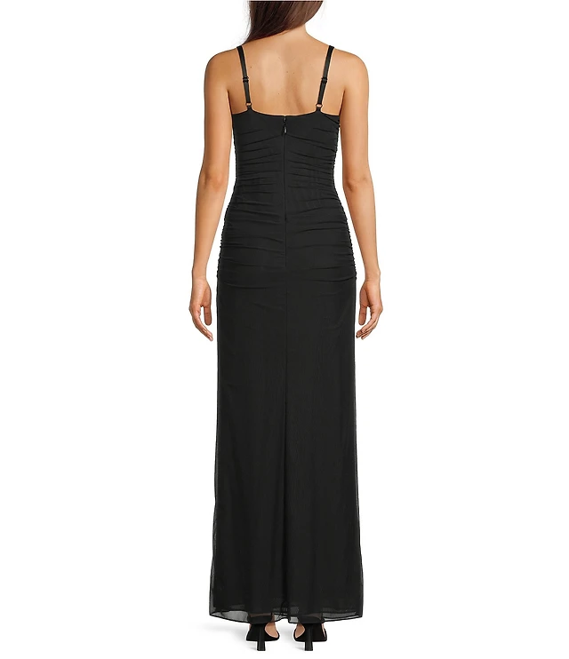 knee length dresses for ladies Baldwin Sequin Cut Out Maxi Dress / Silver | Meshki main image 1