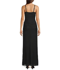 Gianni Bini Angelina Mesh Corset High Slit Sweetheart Neck Sleeveless Maxi Dress