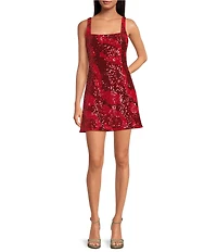 Gianni Bini Anya Sequin Square Neck Sleeveless Mini Dress