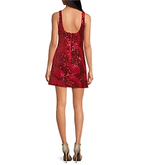 Gianni Bini Anya Sequin Square Neck Sleeveless Mini Dress