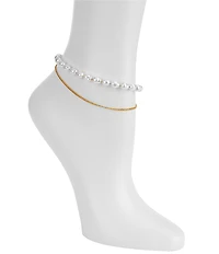 Gianni Bini Aphrodite Double Chain Pearl Anklet