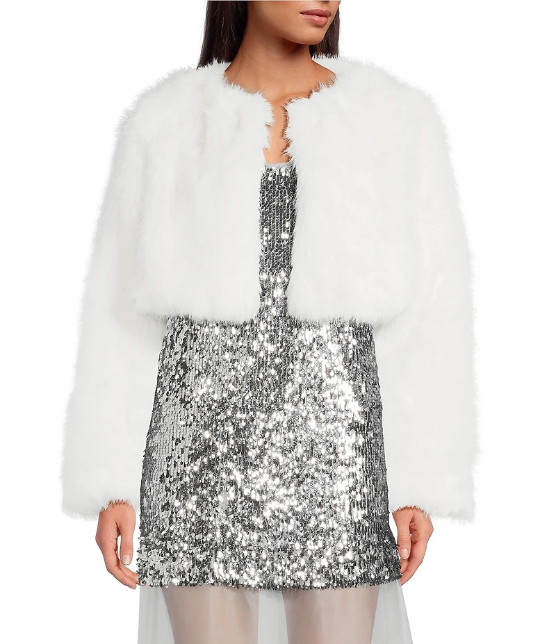 Gianni Bini Aria Faux Fur Long Sleeve Jacket