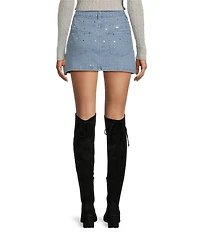 Gianni Bini Ava Rhinestone Mini Denim Skirt