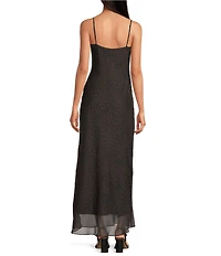 Gianni Bini Azari Printed Chiffon Cowl Neck Leopard Slip Dress