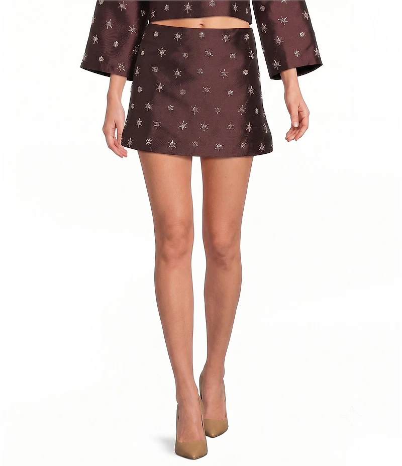 Gianni Bini Bead Embroidered Coordinating A-Line Mini Skirt