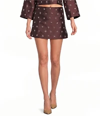 Gianni Bini Bead Embroidered Coordinating A-Line Mini Skirt